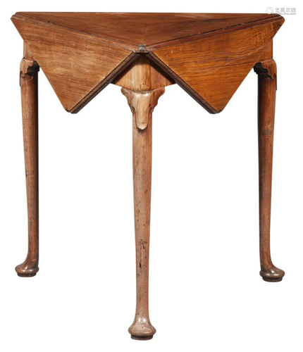 George II Padouk Triangular Drop-Leaf Table