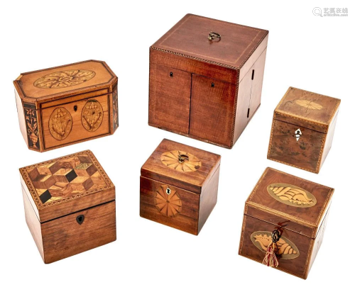 Group of Five George III Various Woods and Marquetry