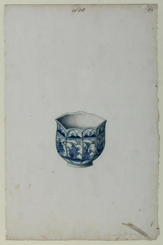 Chinese School circa 1750 Polygonal Blue and White