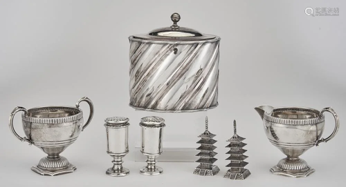 Group of Sterling Silver and Sheffield Plated Table