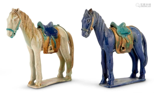 A Pair of Chinese Glazed Pottery Horses