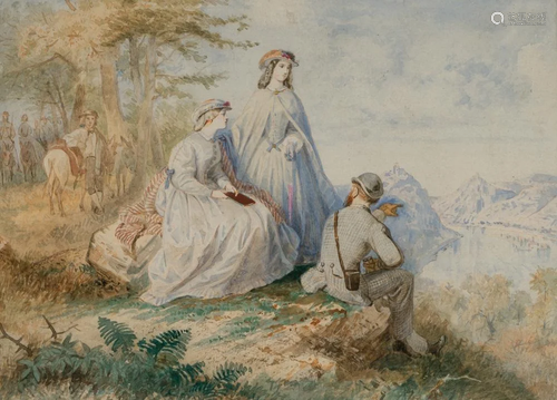 English School Mid-19th Century English Tourists above