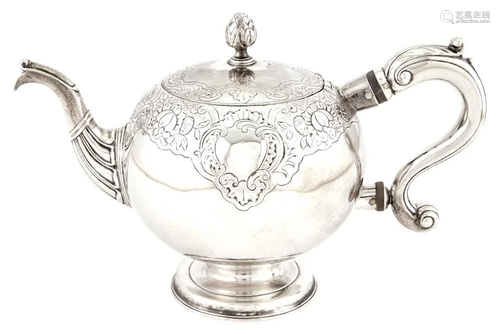 George II Scottish Sterling Silver Bullet Teapot