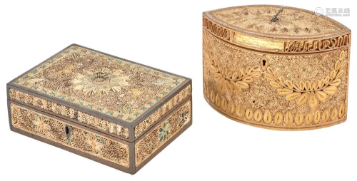 George III Scrolled Paper Box; Together with a George