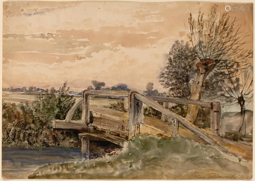 English School 19th Century A Wooden Bridge near