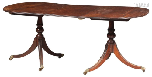 George III Style Inlaid Mahogany Two-Pedestal Dining