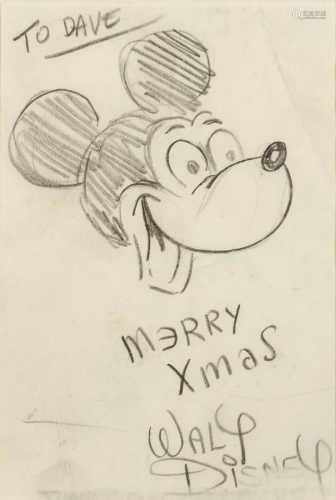 [WALT DISNEY STUDIOS] Drawing of Mickey Mouse.