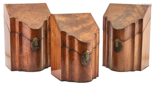 Group of Three George III Inlaid Mahogany Cutlery Boxes