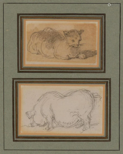 George Chinnery British, 1774-1852 Studies of a Cat and