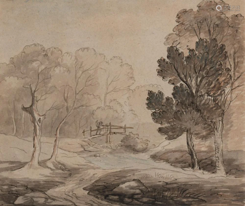 Attributed to Thomas Rowlandson Landscape with a Man