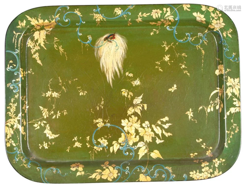 William IV Green-Japanned and Parcel-Gilt Papier-Mâ