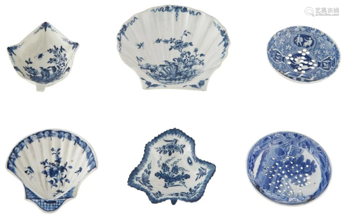 Group of English Blue and White Porcelain Articles