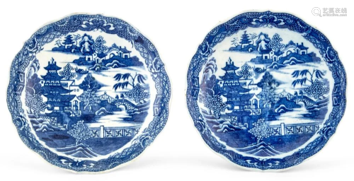 A Pair of European Nanking-Style Blue and White Dishes