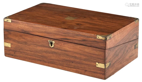 Victorian Brass-Bound Rosewood Writing Box