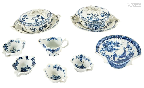 Group of English Blue and White Porcelain Articles