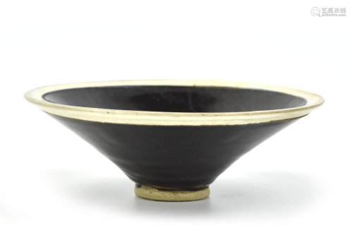 Cizhou Ware Black-Glazed Bowl w/ Whit Rim, Song D