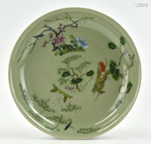 Chinese Celadon Famille Rose Plate, Daoguang P.
