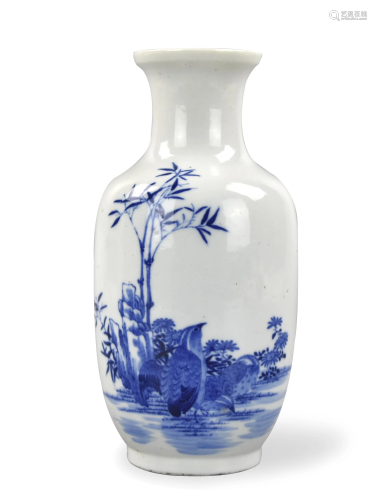 Chinese Blue & White Vase w/ Bird, ROC Period