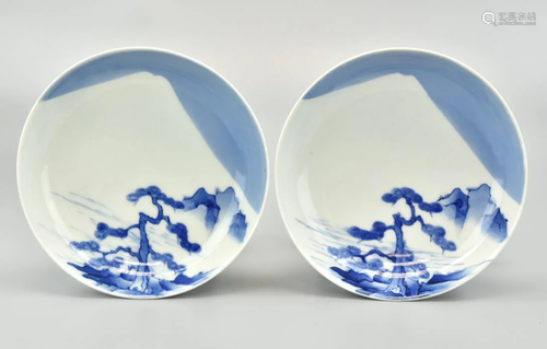 Pair of Japanese Blue & White Plates, 19th C.