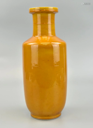 Chinese Yellow Glazed Rouleau Vase, ROC Period