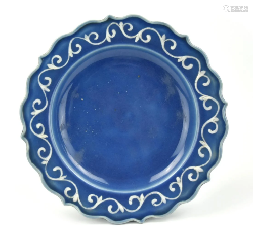 Chinese Blue Glazed Plate,19th C.