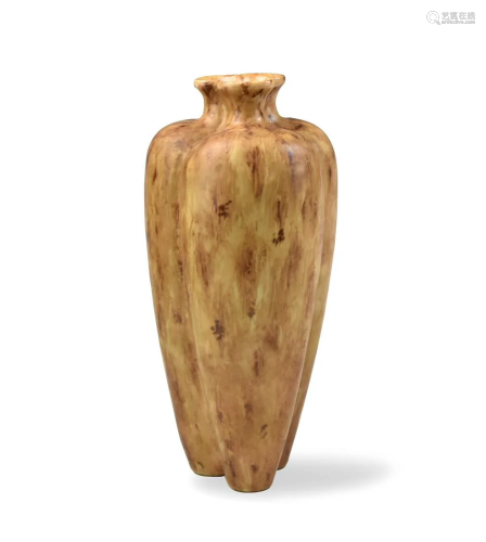 Chinese Imitation Wood Porcelain Vase