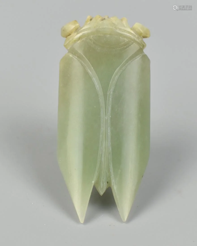 A Green Jadeite Cicada Carving