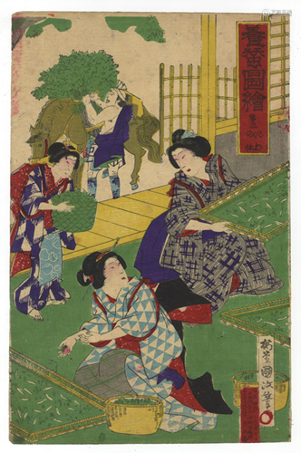 Kunimasa, Kimono, Silk, Japanese Woodblock Print