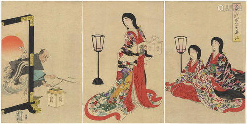 Chikanobu, Beauty, Chiyoda, Japanese Woodblock Print