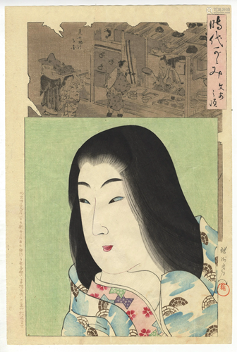 Chikanobu, Young Woman, Japanese Woodblock Print