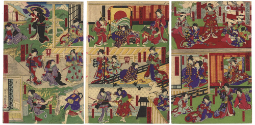 Kunimasa IV , Kabuki Theatre, Japanese Woodblock Print