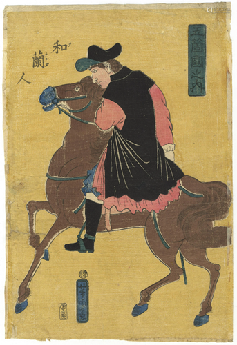 Yoshitora, The Dutch, Horse, Japanese Woodblock Print