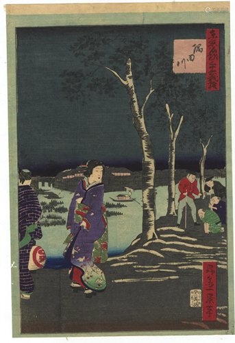 Ikkei, Sumida River, Tokyo, Japanese Woodblock Print