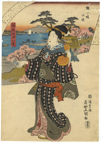 Toyokuni III, Sakura, Beauty, Japanese Woodblock Print