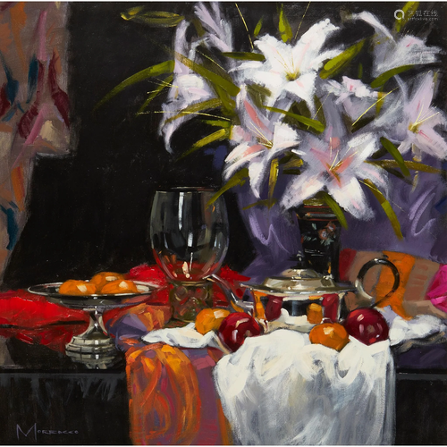 Â§ JACK MORROCCO (SCOTTISH 1953-) PINK LILIES AND