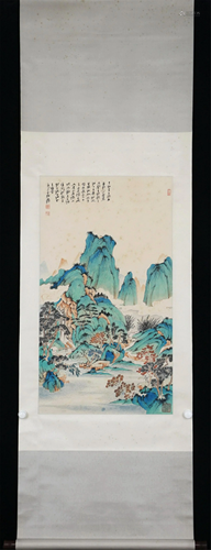 A CHINESE LANDSCAPE PAINTING HANGING SCROLL