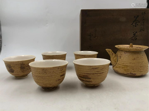 A SET OF POTTERY TEA WARES