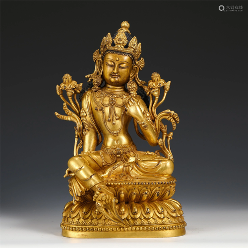 A CHINESE GILT BRONZE AVALOKITESVARA