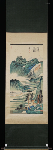 A CHINESE LANDSCAPE PAINTING HANGING SCROLL