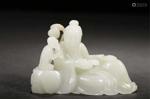 A WHITE JADE CARVED FIGURE STORY DECORATION