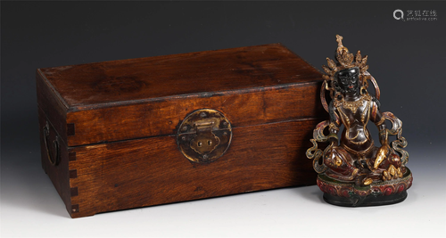 A CHINESE BUDDHA STATUETTE WITH STORAGE BOX