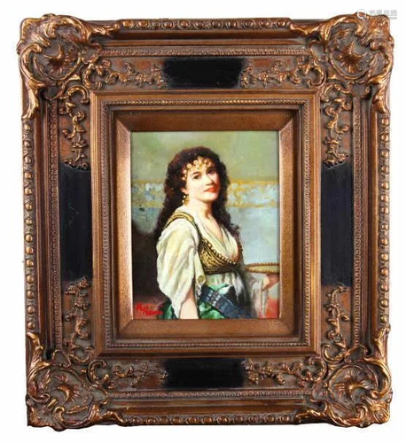 FRAMED OIL ON CANVAS PAINTING OF A GIRL