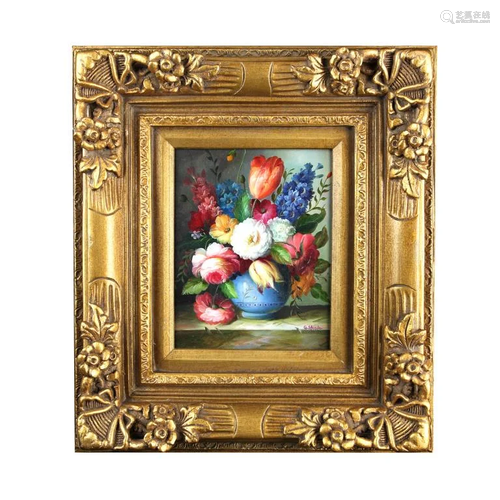 GILT FRAMED OIL ON CANVAS PAINTING OF STILL LIFE