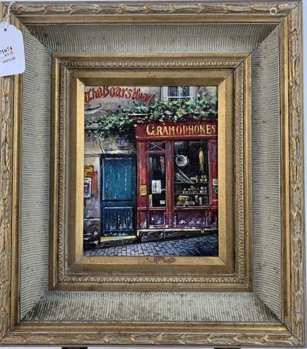 FRAMED PAINTING OF A RETAIL STREET