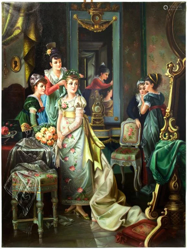 OIL ON CANVAS PAINTING OF A BRIDE