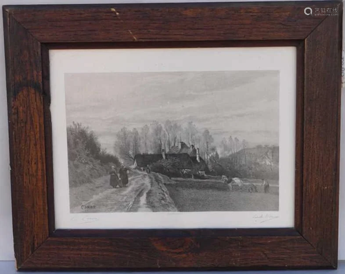 FRAMED DRAWING OF A VILLAGE