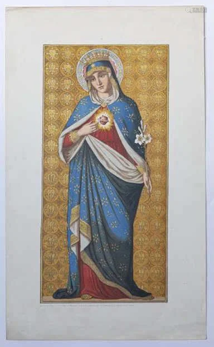 FRENCH LITHOGRAPH OF MOTHER OF JESUS