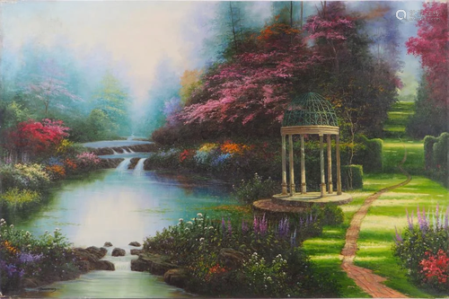 OIL PAINTING ON CANVAS OF A SCENE OF COUNTRYSIDE