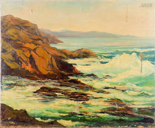 OIL ON CANVAS PAINTING OF SEA COVE