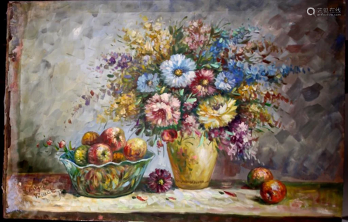 OIL PAINTING ON CANVAS OF FLOWERS